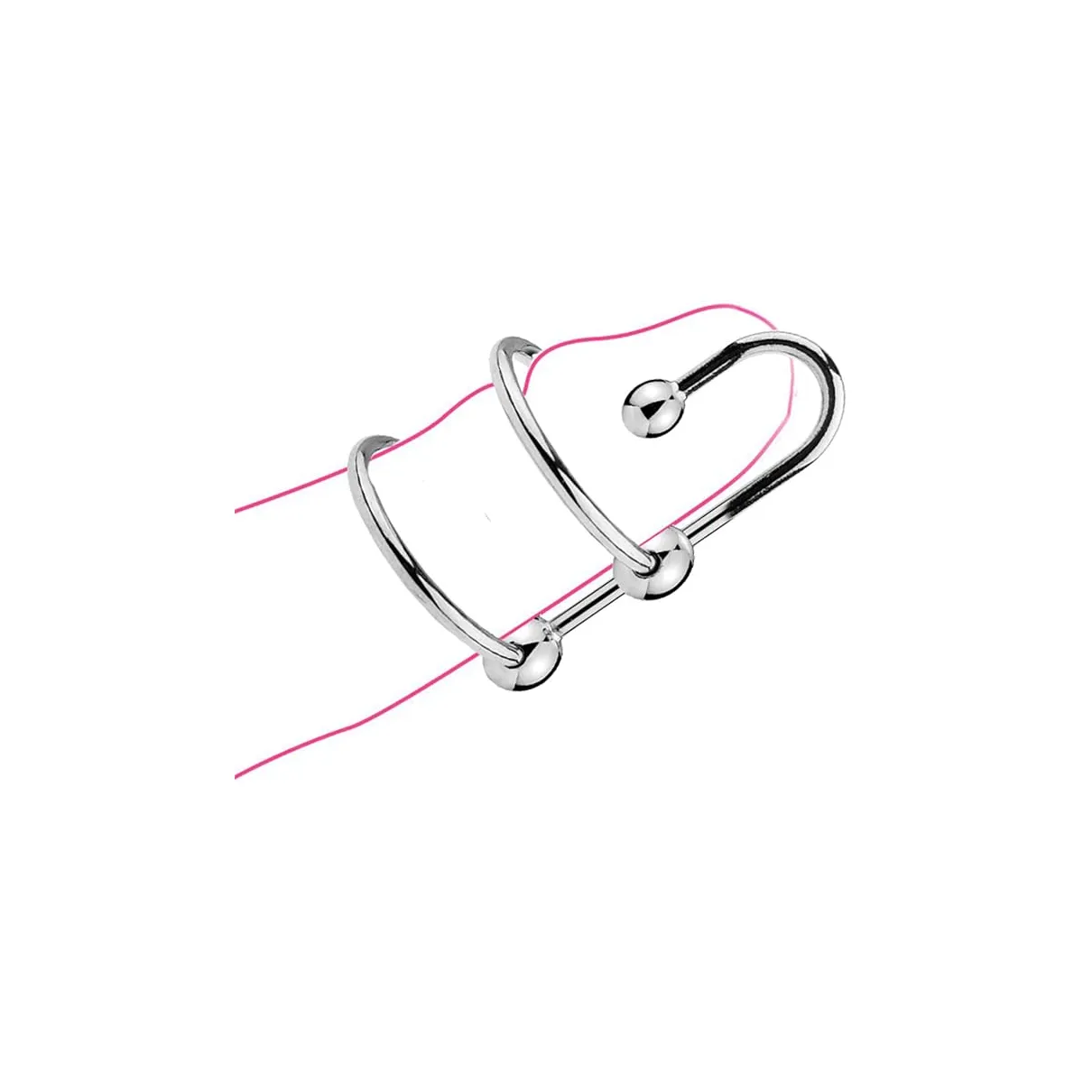 Anello pene doppio metallo con sonda Uretrale