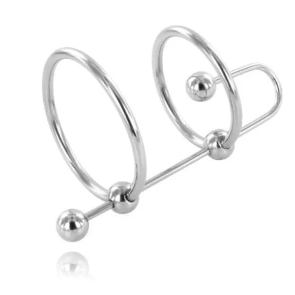 Anello pene doppio metallo con sonda Uretrale