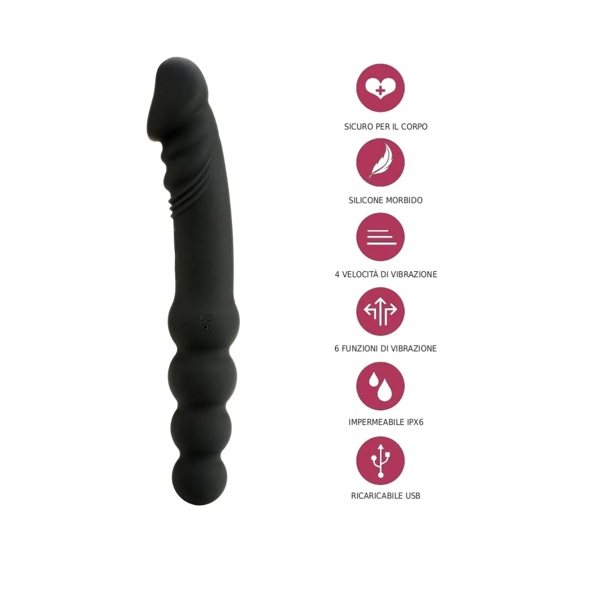 Vibratore doppio realistico e sfere anali