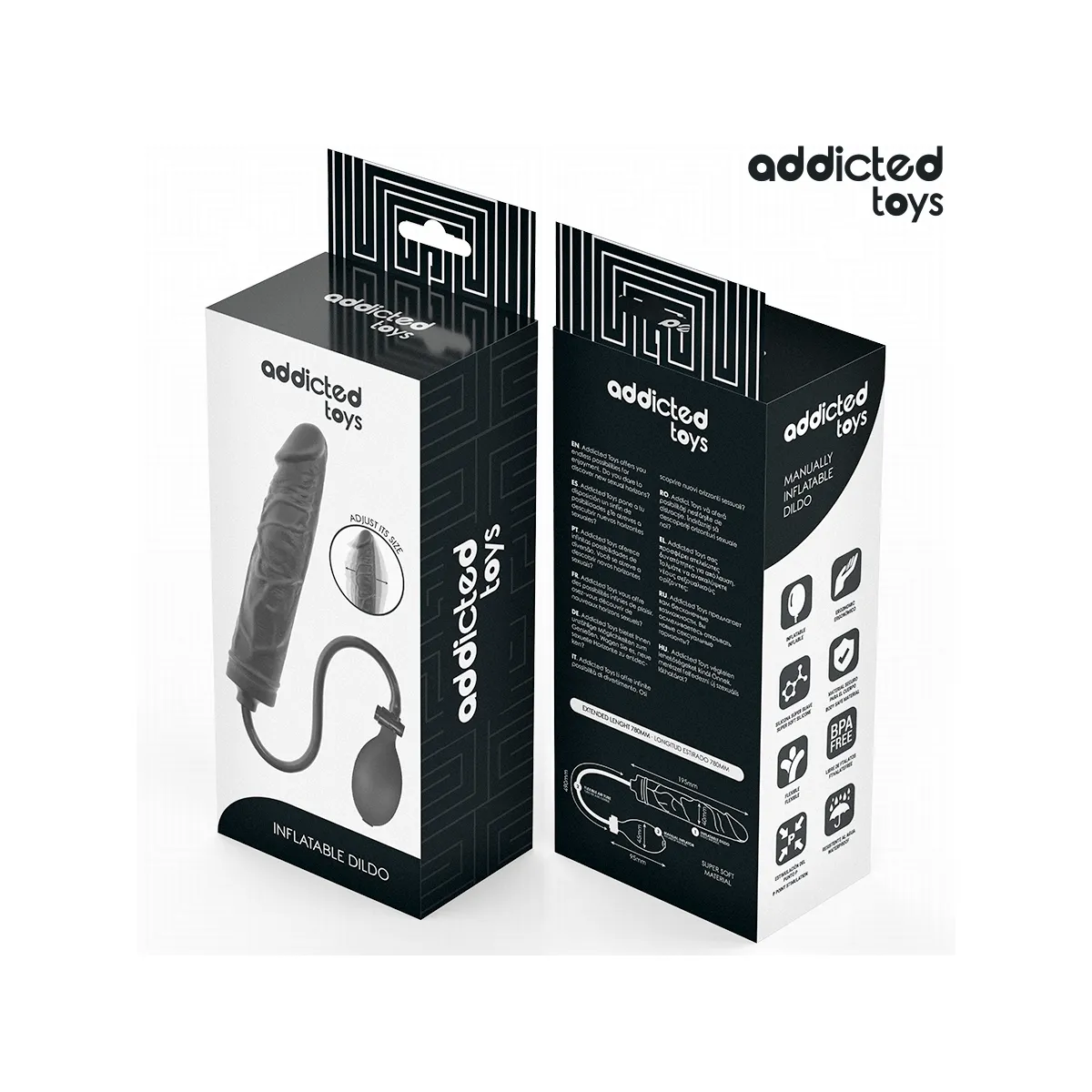 Dildo gonfiabile silicone da 19,5 cm nero