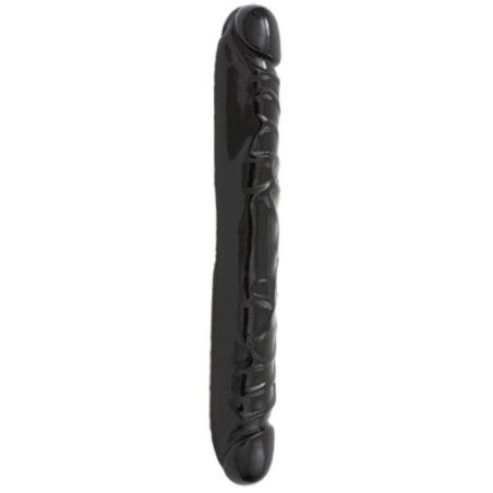 Dildo Doppio con venature nero 30 cm