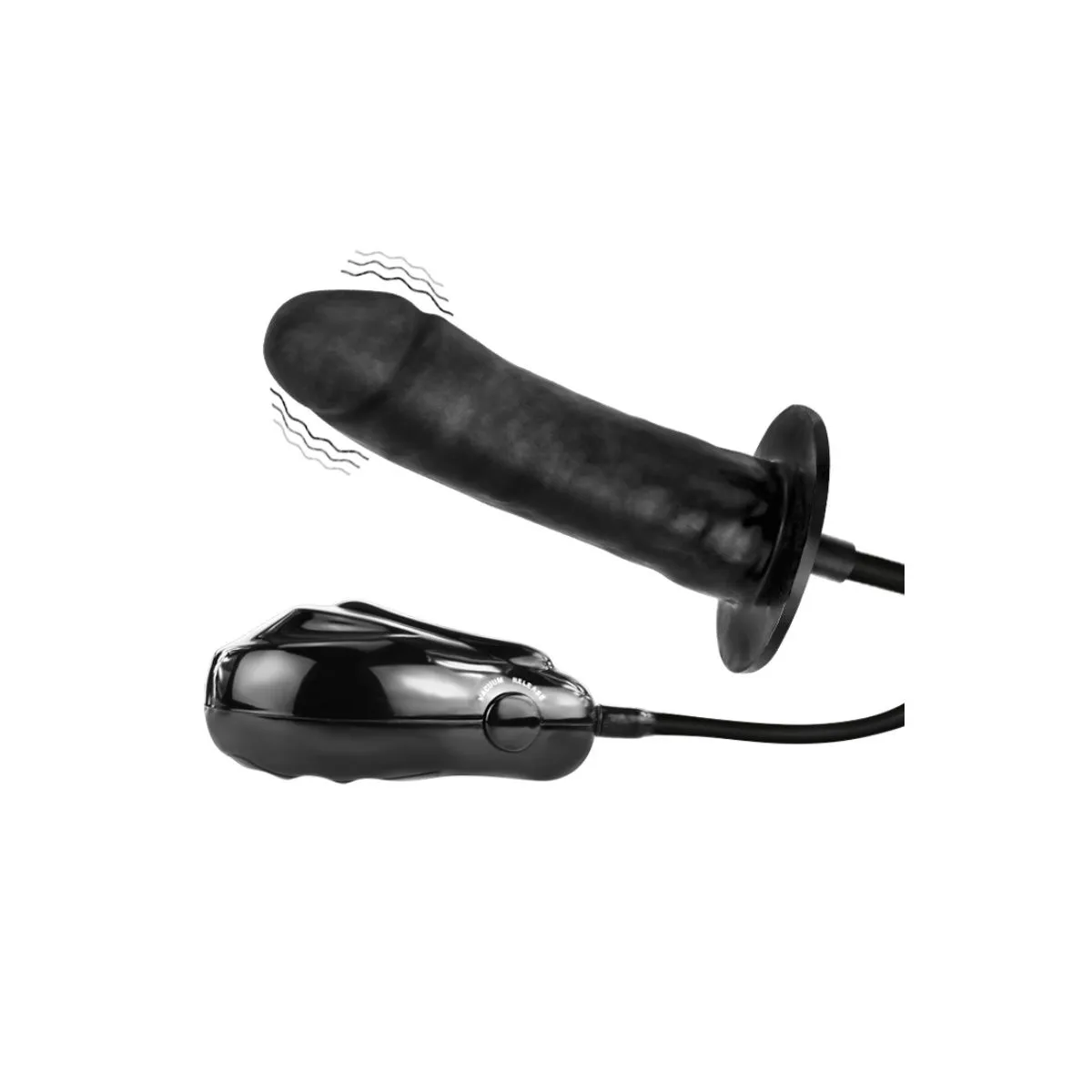 Dildo gonfiabile vibrante in lattice nero