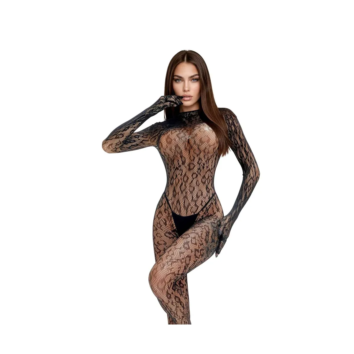 Tutina Sexy Leopardata a rete effetto guanto