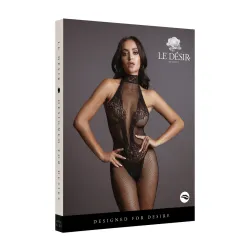 Tuta bodystocking cavallo aperto e colletto