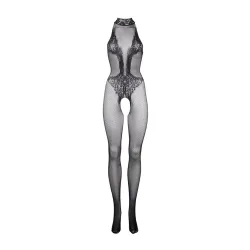 Tuta bodystocking cavallo aperto e colletto