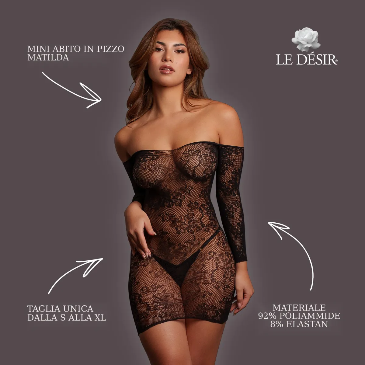 Mini abito sexy pizzo con spalle scoperte