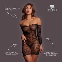 Mini abito sexy pizzo con spalle scoperte