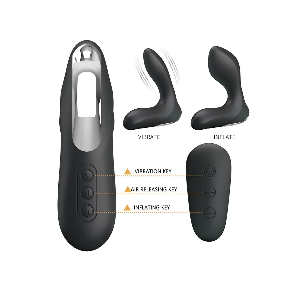 Stimolatore prostata gonfiabile e telecomando