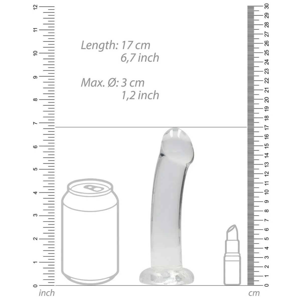 Dildo con ventosa trasparente 17 cm