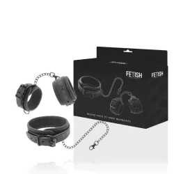 Set BDSM di manette e Collare in Pelle Vegana