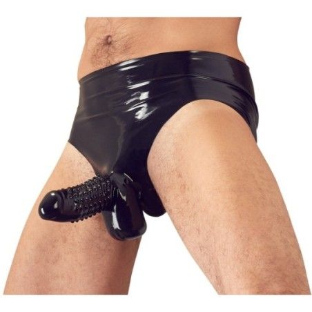 Slip uomo fetish con guaina fallica in latex