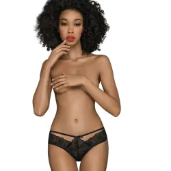 Slip sexy in pizzo nero con inserti aperti