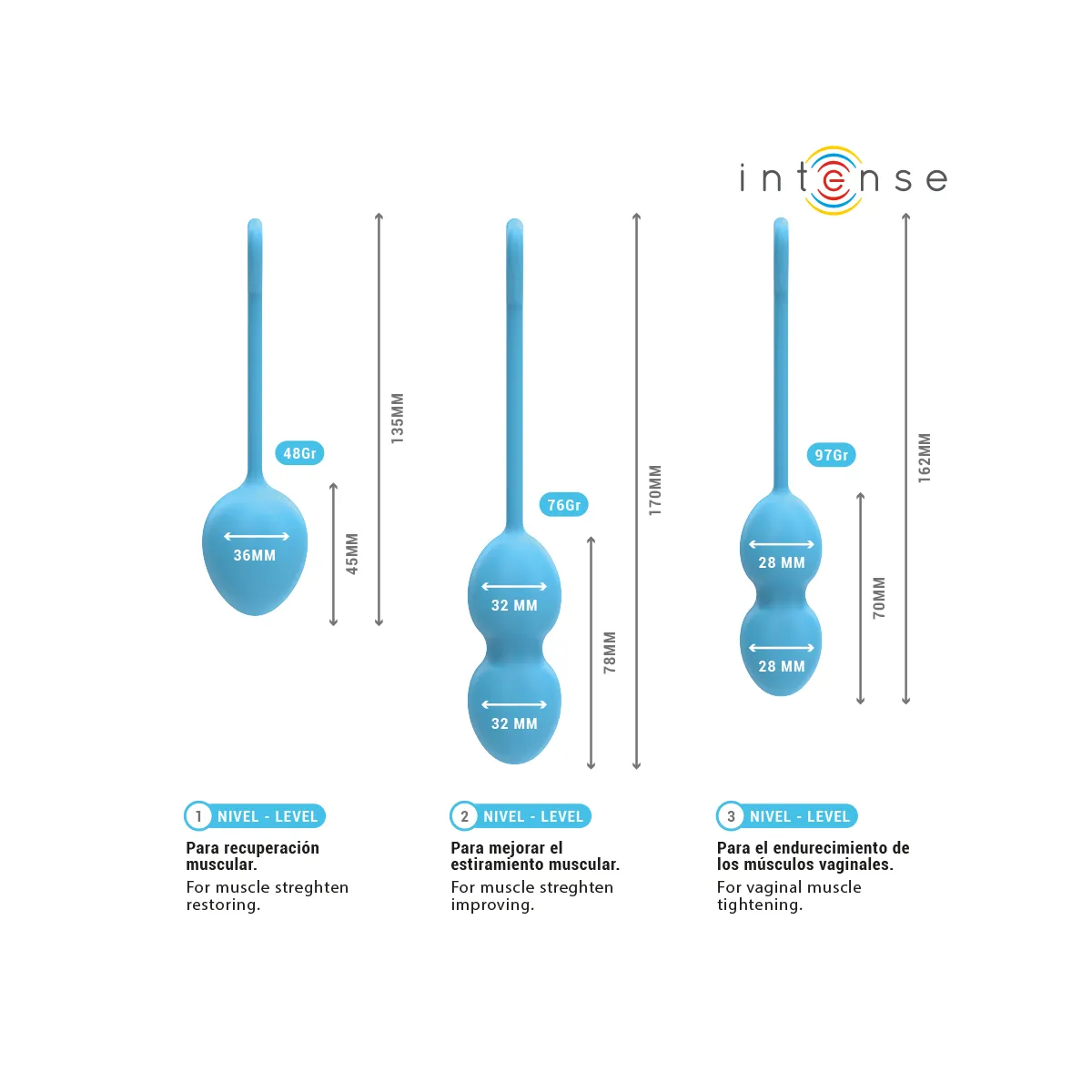 Set 3 palline silicone per pavimento pelvico