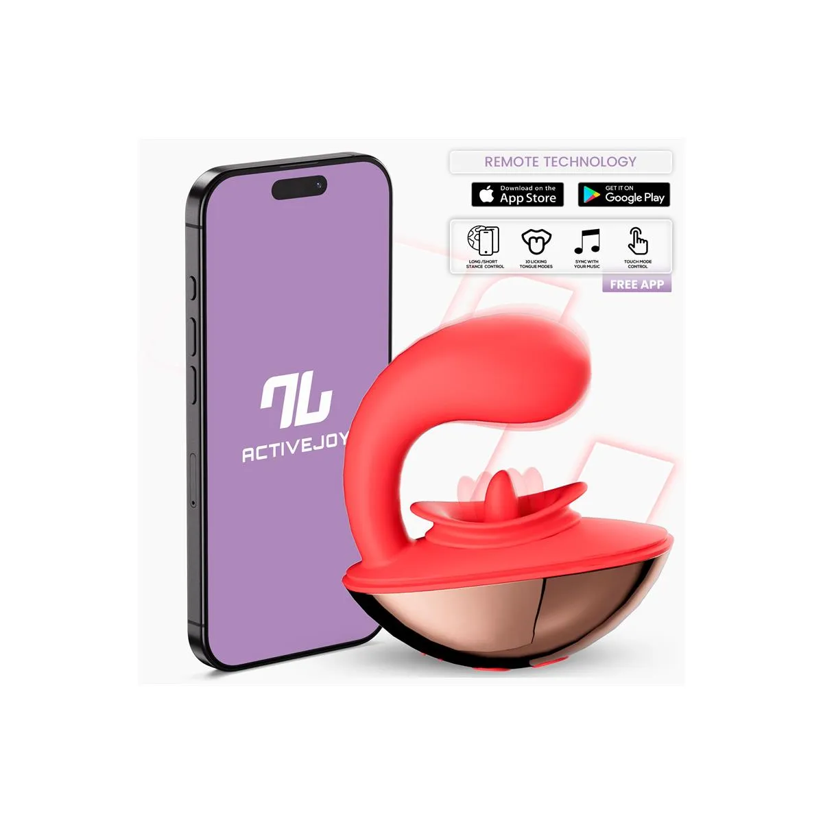 Vibratore donna con lingua vibrante e APP