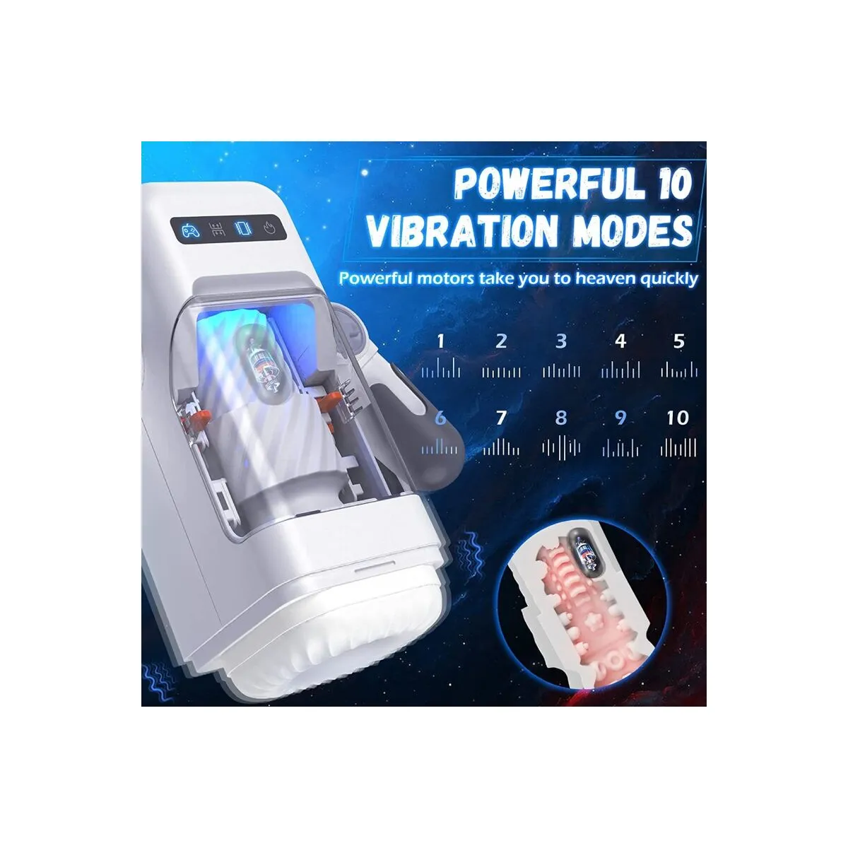 Masturbatore automatico scaldante e vibrante
