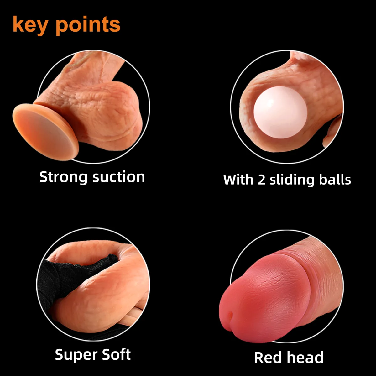 Dildo realistico silicone con ventosa 20 cm