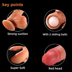 Dildo realistico silicone con ventosa 23 cm