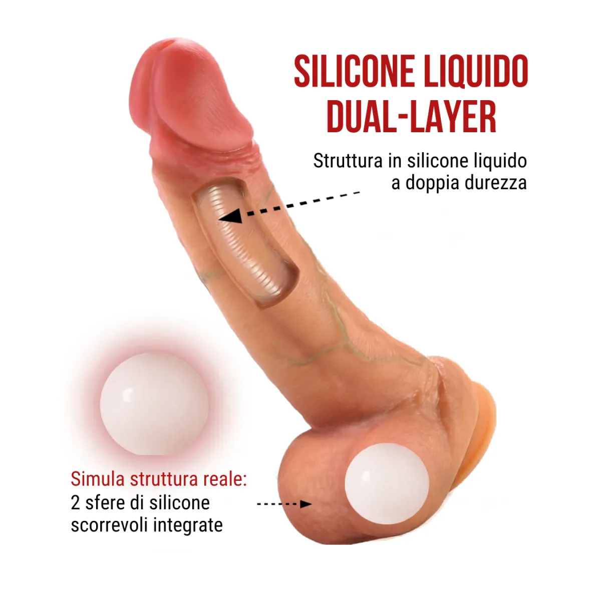 Dildo realistico silicone con ventosa 25,5 cm