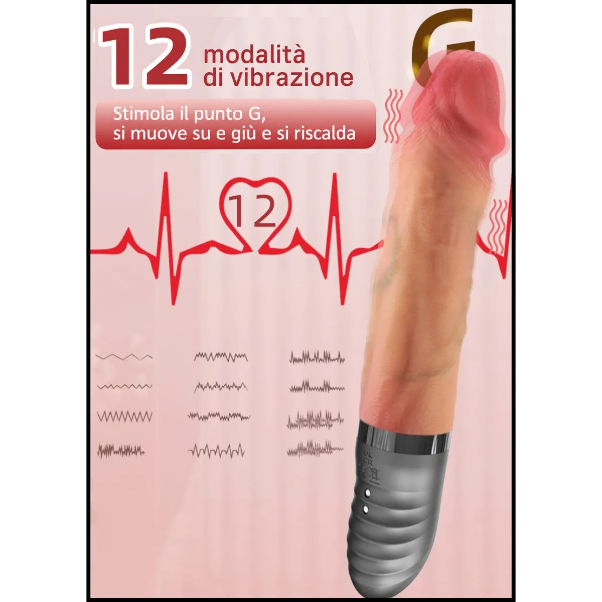 Vibratore Realistico a spinta e scaldante