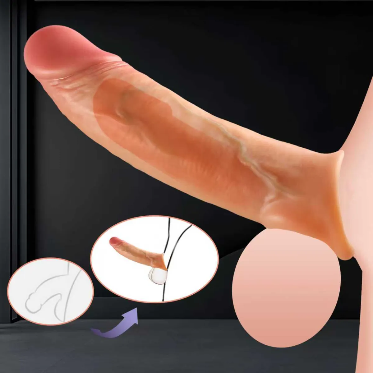 Guaina Pene Realistica con Anello Testicoli