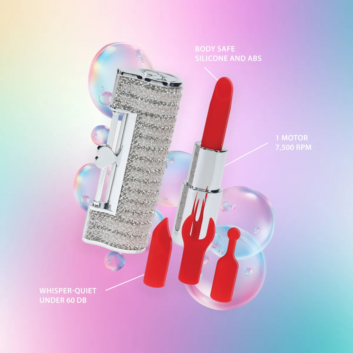 Vibratore a rossetto ricaricabile e 4 testine