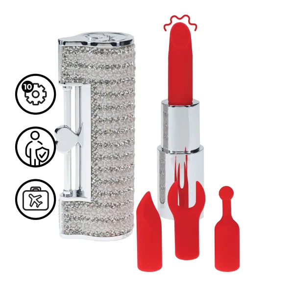 Vibratore a rossetto ricaricabile e 4 testine