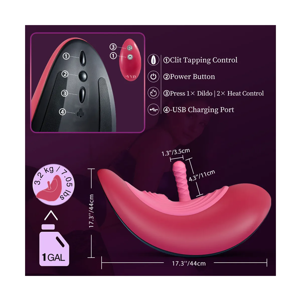 Macchina sesso VVD Rider cavalcabile 3 dildo
