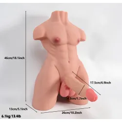 Mezzo Busto Maschile Realistico pene 17,5 cm