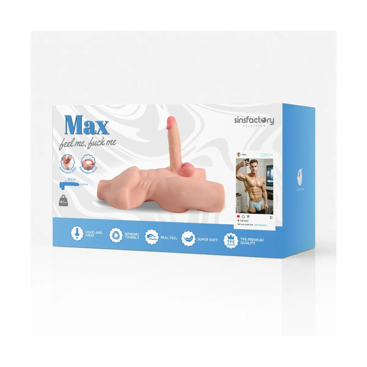 Mezzo Busto Maschile Realistico pene 17,5 cm