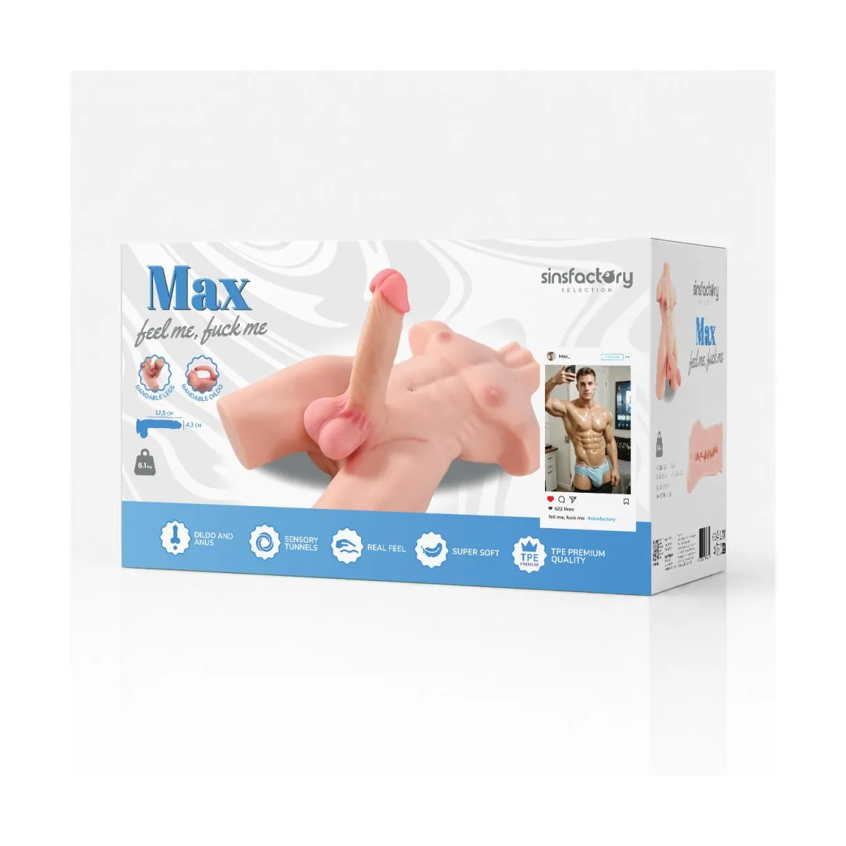 Mezzo Busto Maschile Realistico pene 17,5 cm