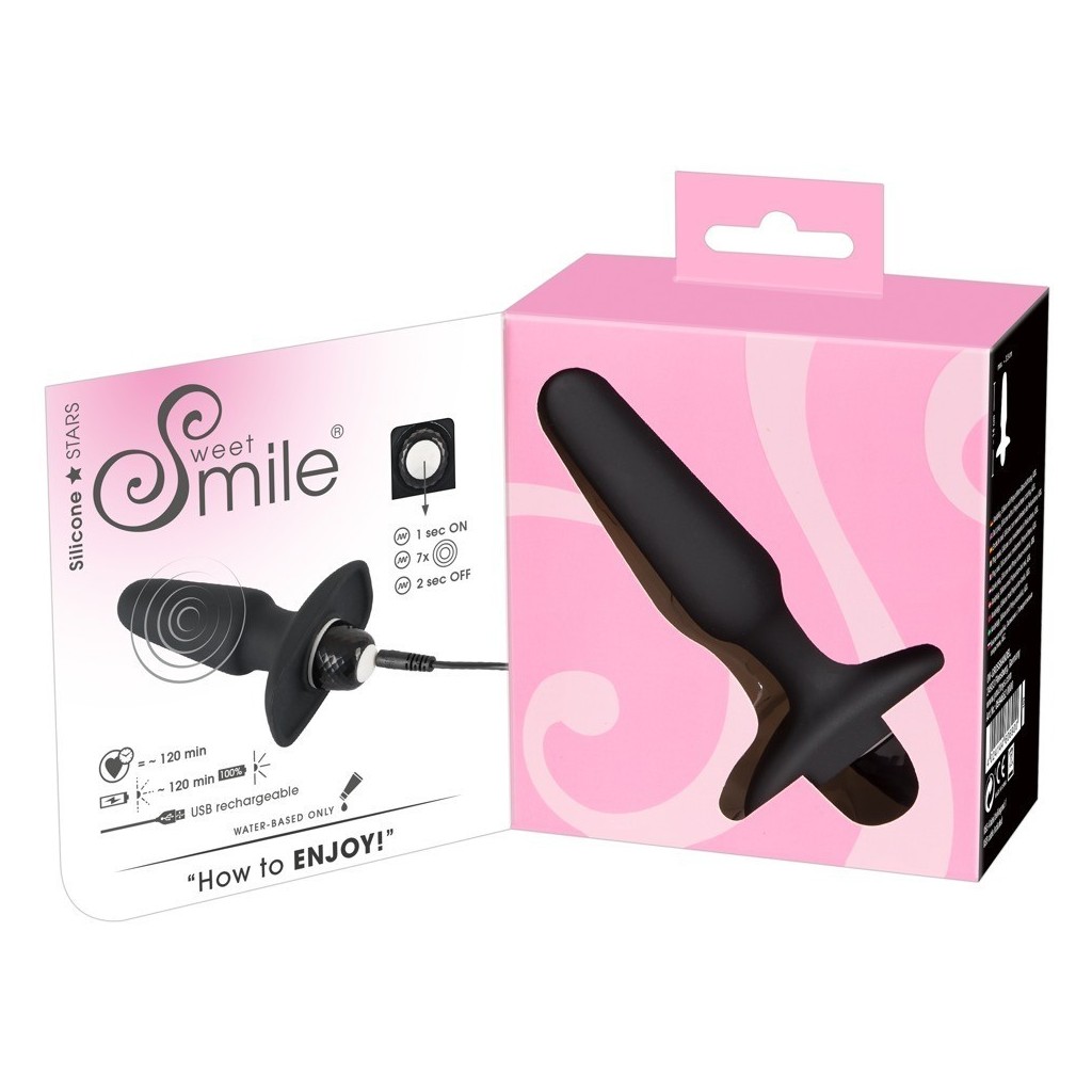 plug anale nero in silicone Sweet Smile Rechargeable Butt Plug